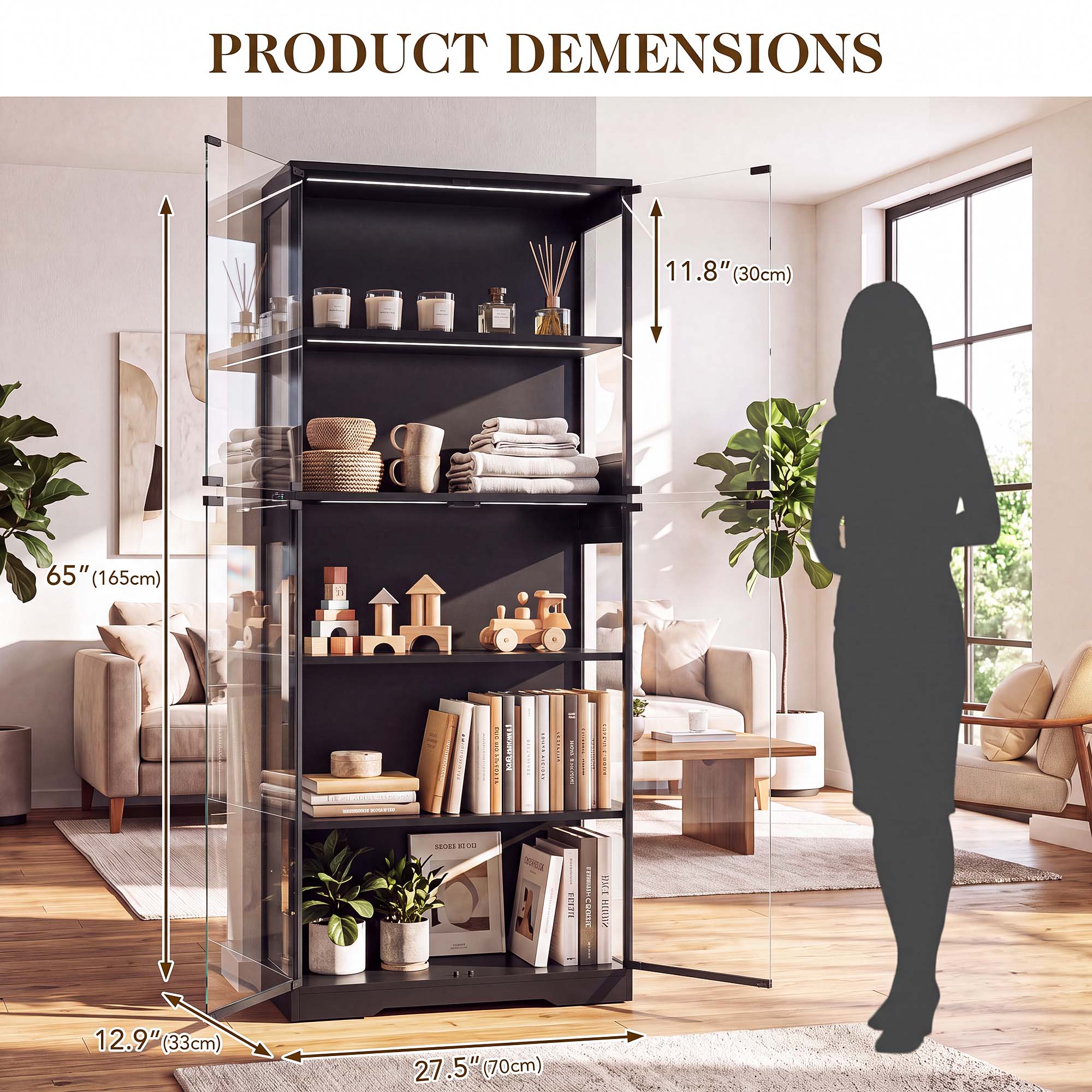 TCGBKAF 5‑Tier Display Cabinet - Storage & Organization 评论和价格