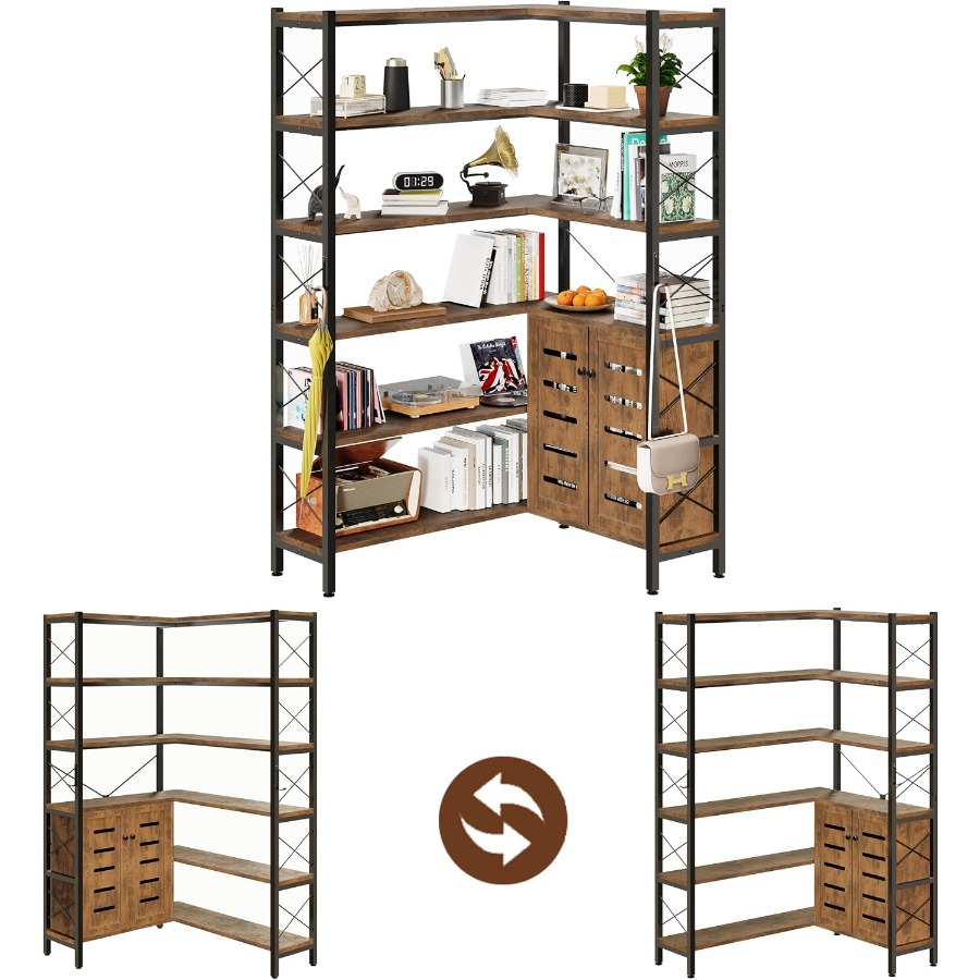 6-Shelf Corner Bookshelf for L - Storage & Organization 评论和价格
