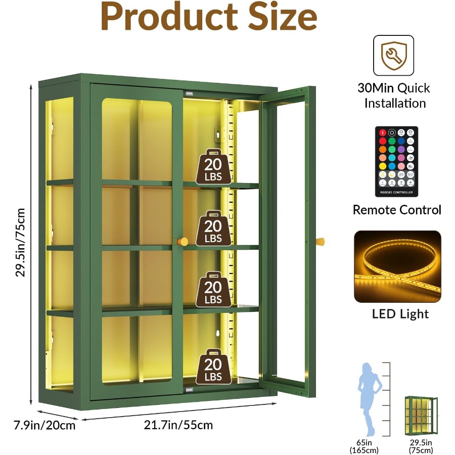 Metal wall display storage cab - Storage & Organization 评论和价格