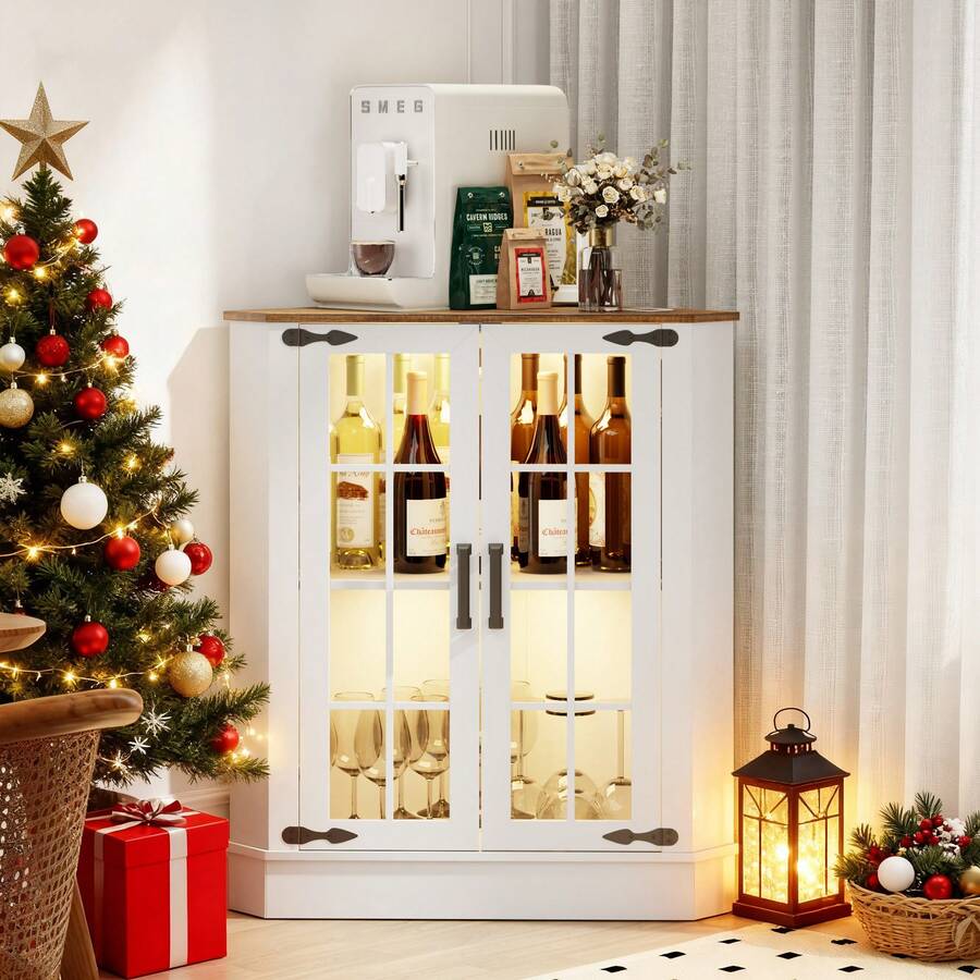 Farmhouse Cabinet With LED Lig - Lighting 评论和价格