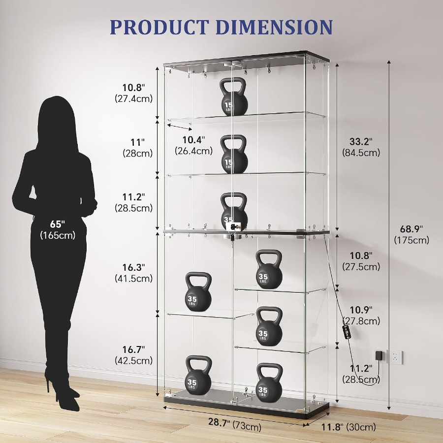 Full Glass Display Cabinet for - Lighting 评论和价格
