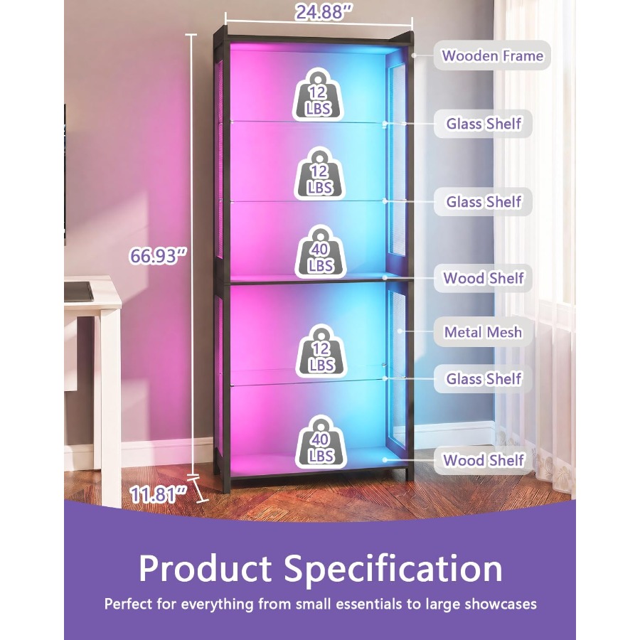 67 5-Tier Display Case for Ret - Lighting 评论和价格