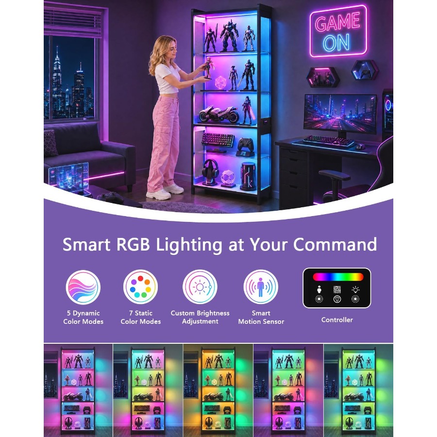 67 5-Tier Display Case for Ret - Lighting 评论和价格