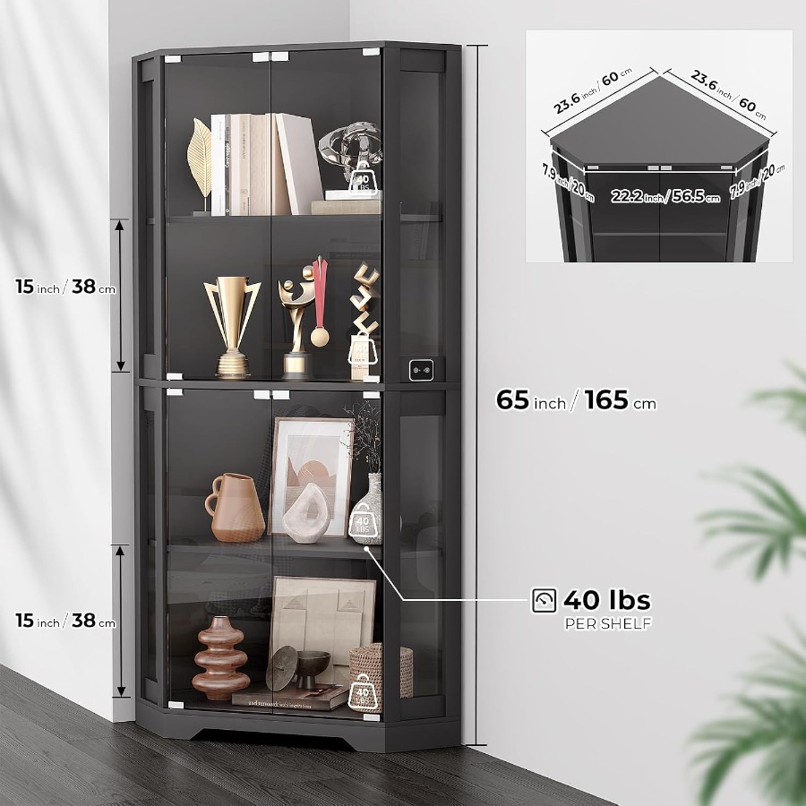 Lighted Corner Display Cabinet - Lighting 评论和价格