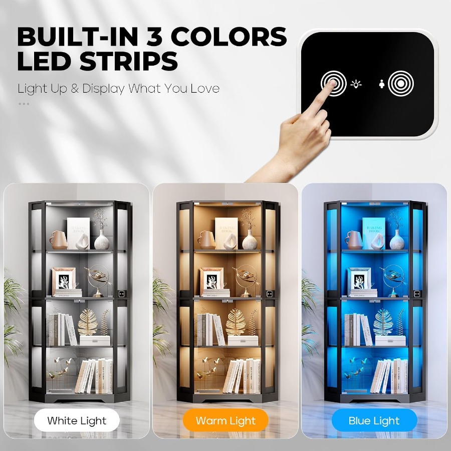 Lighted Corner Display Cabinet - Lighting 评论和价格